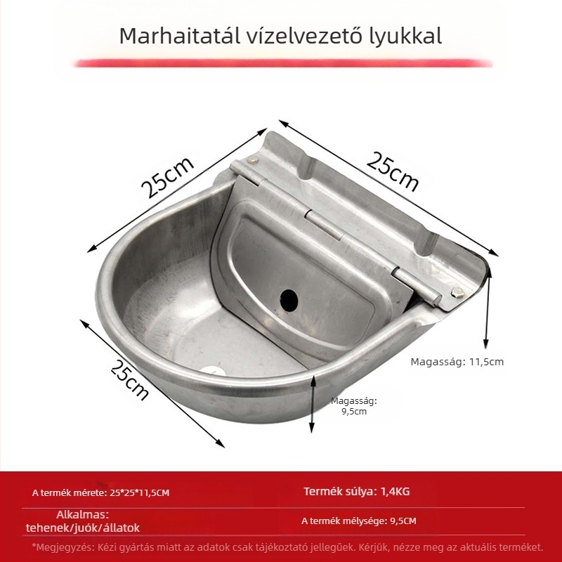 Rozsdamentes acélból készült itatóedény állatok számára, lebegő golyós automata