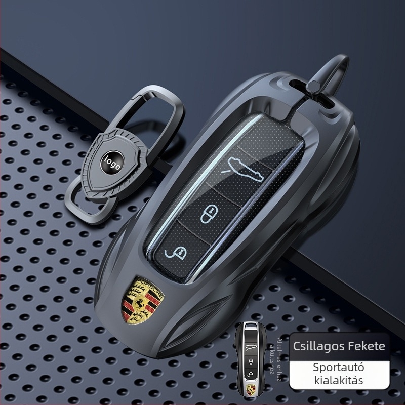 Porsche kulcs tok – cink ötvözet, karcolásálló és korrózióálló, beépített szilikon és TPU, üzleti stílus