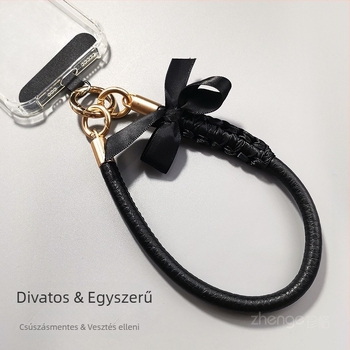 Bőr telefonnyakpánt masnival, nőknek, kézzel készített, többfunkciós, Jager márka, Chanel-stílus