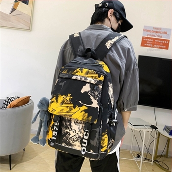 Uniszex nylon hátizsák kamuflázs graffiti mintával, 20–35L kapacitás, lélegző, vízálló, kopásálló, vállpántok légpárnával