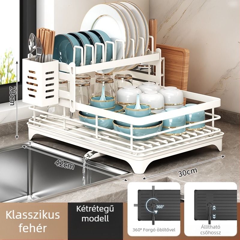 Edények szárító állványa és chopsticks tartó – szénacél – modern minimalist stílus – keskeny konyhai ablakpárkány dizájn