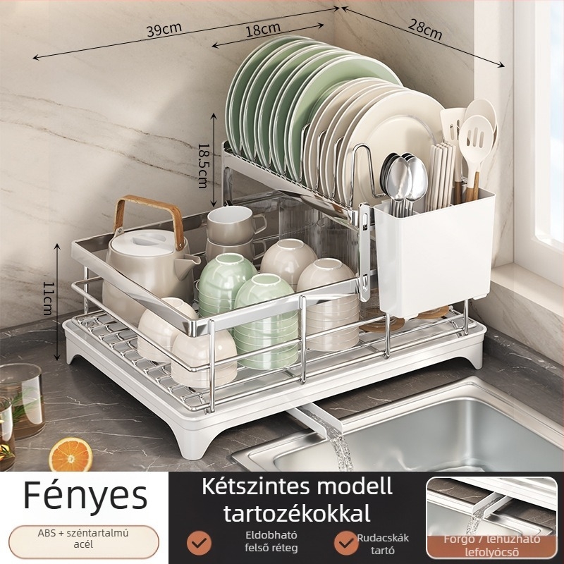 Edények szárító állványa és chopsticks tartó – szénacél – modern minimalist stílus – keskeny konyhai ablakpárkány dizájn