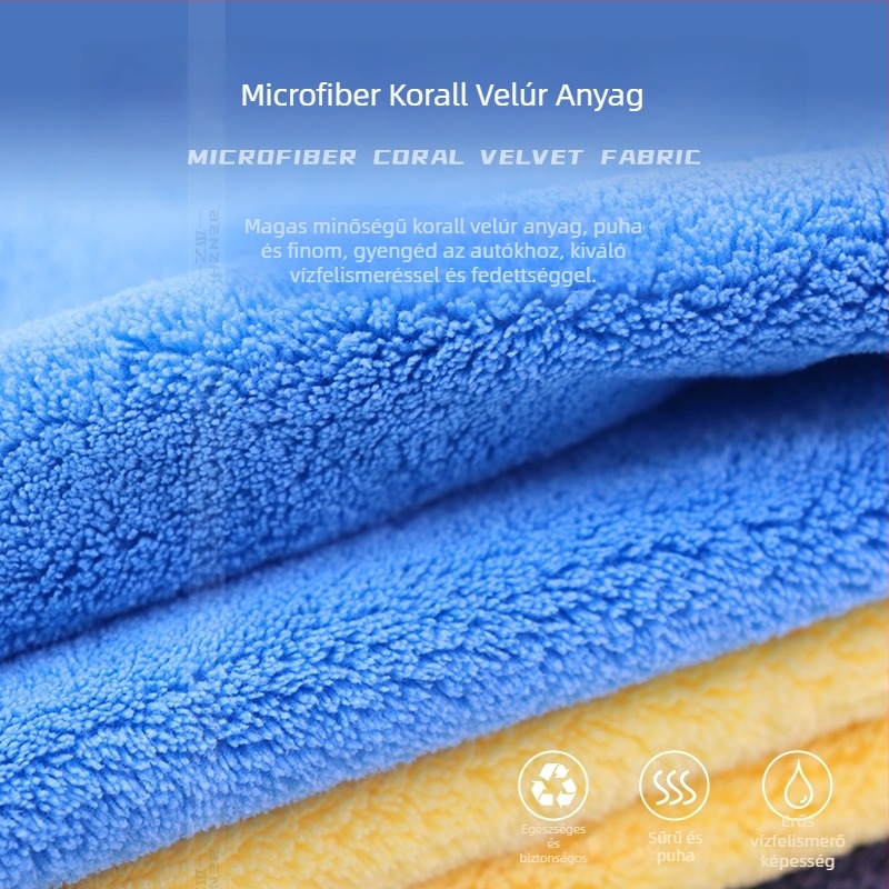 Mikroszálas autó törölköző, él nélküli, 550gsm, fonal Ply/AB/gyengén csavart, többfunkciós, nedvszívó 5–10