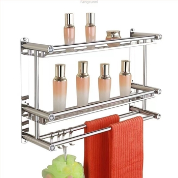 Rozsdamentes acél törölközőtartó, falra szerelhető, fúrás nélküli, fürdőszoba és konyha számára, új kínai stílus