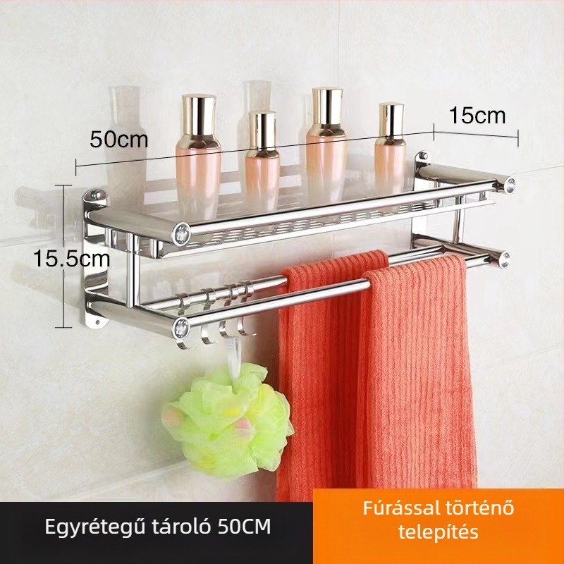 Rozsdamentes acél törölközőtartó, falra szerelhető, fúrás nélküli, fürdőszoba és konyha számára, új kínai stílus