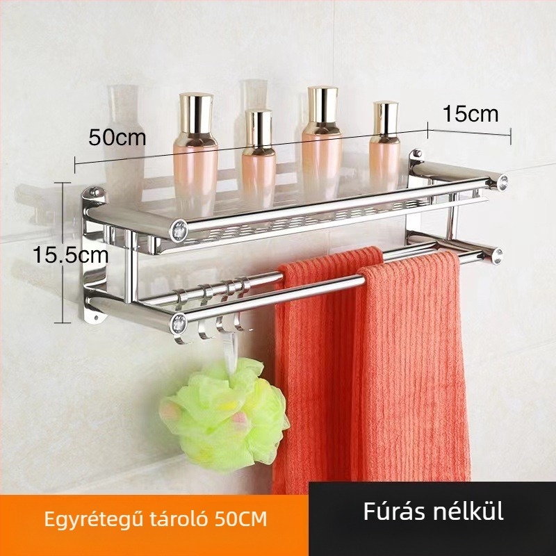 Rozsdamentes acél törölközőtartó, falra szerelhető, fúrás nélküli, fürdőszoba és konyha számára, új kínai stílus