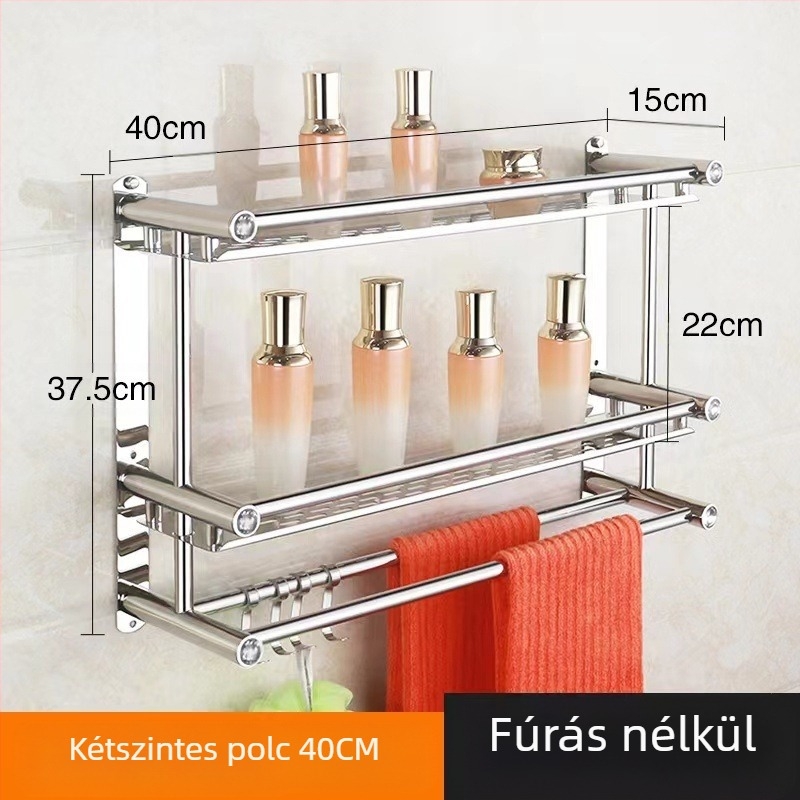 Rozsdamentes acél törölközőtartó, falra szerelhető, fúrás nélküli, fürdőszoba és konyha számára, új kínai stílus