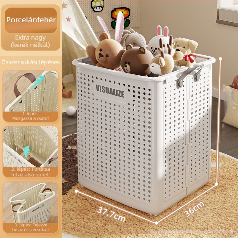 Műanyag szennyes kosár, összecsukható és kerekekkel (MM-8585)