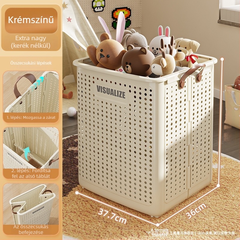 Műanyag szennyes kosár, összecsukható és kerekekkel (MM-8585)