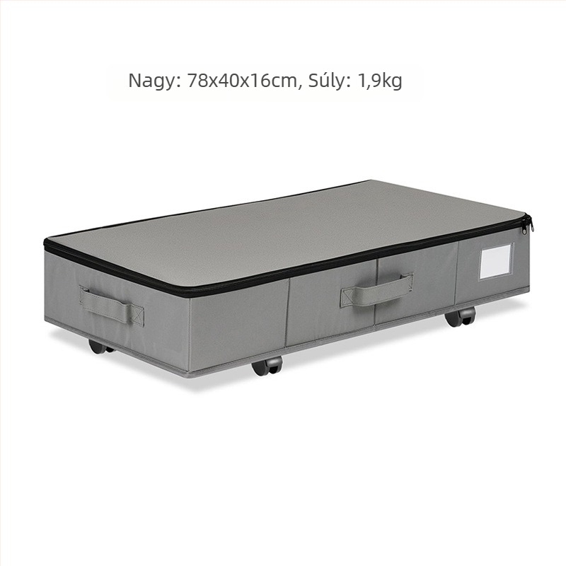 Ágy alatti tároló doboz görgőkkel, 55L, 600D Oxford anyag, összecsukható és porálló