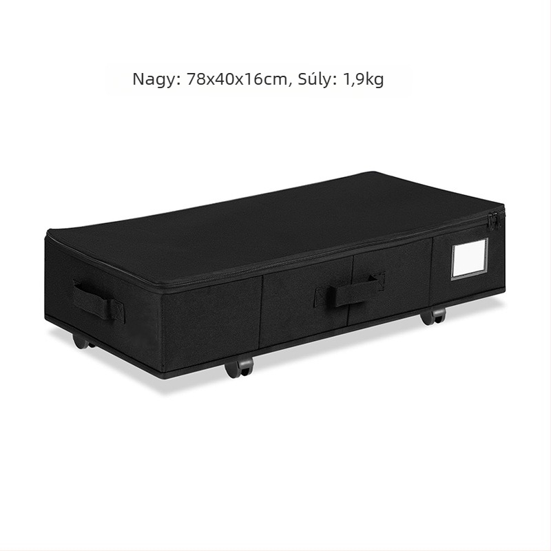 Ágy alatti tároló doboz görgőkkel, 55L, 600D Oxford anyag, összecsukható és porálló