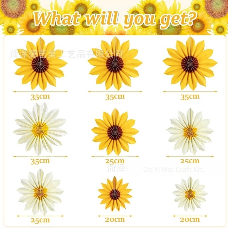 Akasztható dísz – napraforgó papírfan virág dekoráció partikhoz (Márka: Deyimei; Anyag: Papír; Stílus: Más; Kategória: Helyszíni dekoráció rekvizitjei)