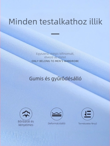 Férfi ing – slim-fit, négyzetes gallér, hosszú ujjú, fonalas festésű, poliészter-keverék anyag