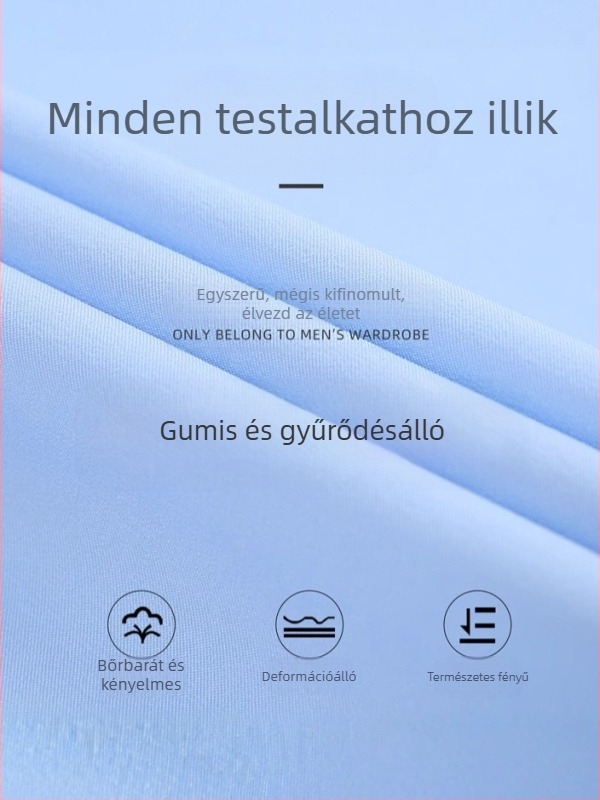 Férfi ing – slim-fit, négyzetes gallér, hosszú ujjú, fonalas festésű, poliészter-keverék anyag