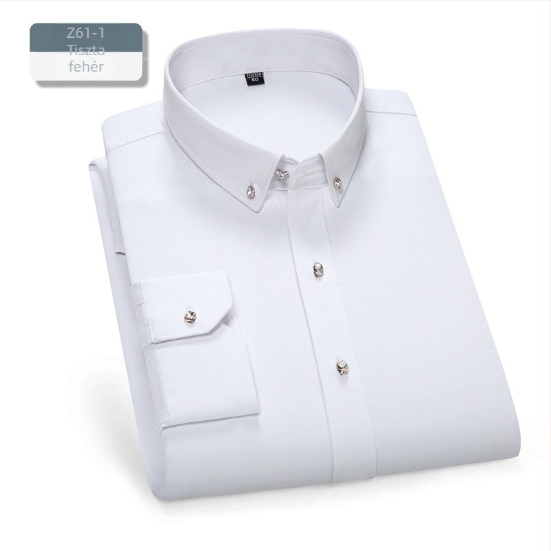 Férfi ing – slim-fit, négyzetes gallér, hosszú ujjú, fonalas festésű, poliészter-keverék anyag