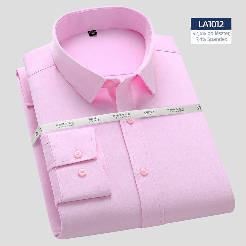 Bambusz rostból készült ing, karcsú fazon, négyzet alakú gallér, hosszú ujj, nem vasalható