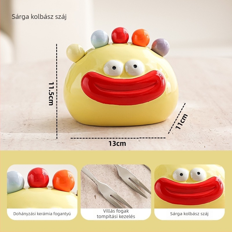 Gyerekeknek készült gyümölcsvilla-készlet, rozsdamentes acélból, aranyos rajzfilm-stílus, tükrös fényes felület