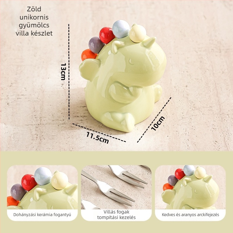 Gyerekeknek készült gyümölcsvilla-készlet, rozsdamentes acélból, aranyos rajzfilm-stílus, tükrös fényes felület