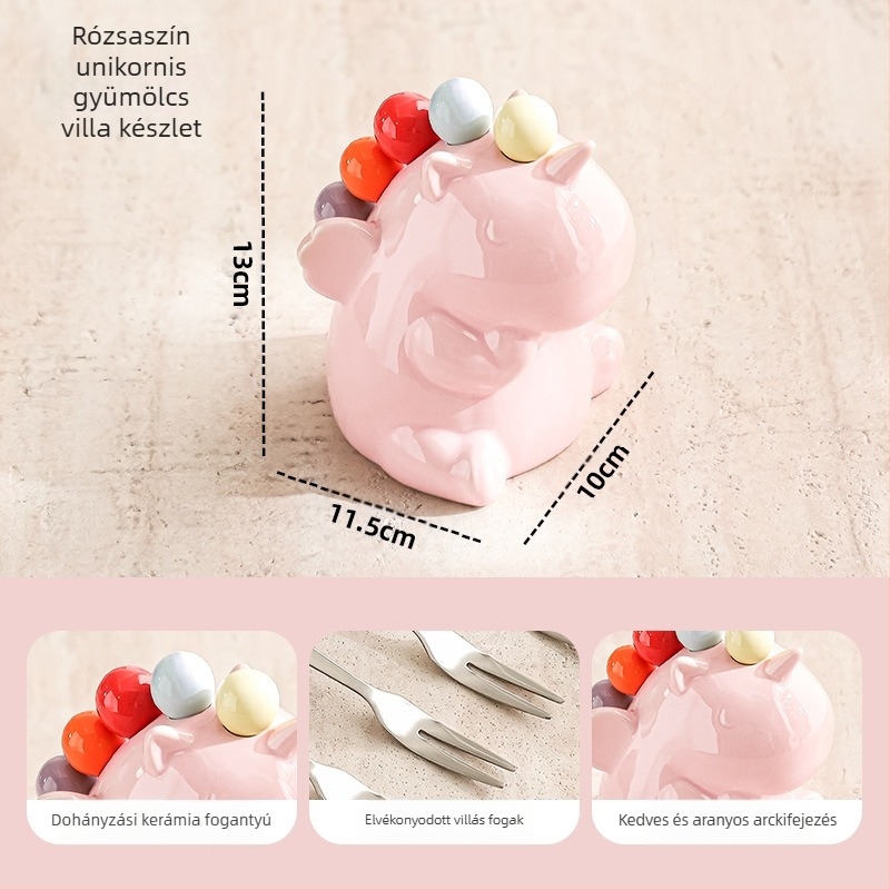 Gyerekeknek készült gyümölcsvilla-készlet, rozsdamentes acélból, aranyos rajzfilm-stílus, tükrös fényes felület