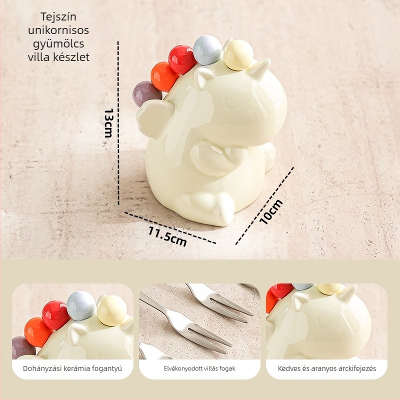 Gyerekeknek készült gyümölcsvilla-készlet, rozsdamentes acélból, aranyos rajzfilm-stílus, tükrös fényes felület