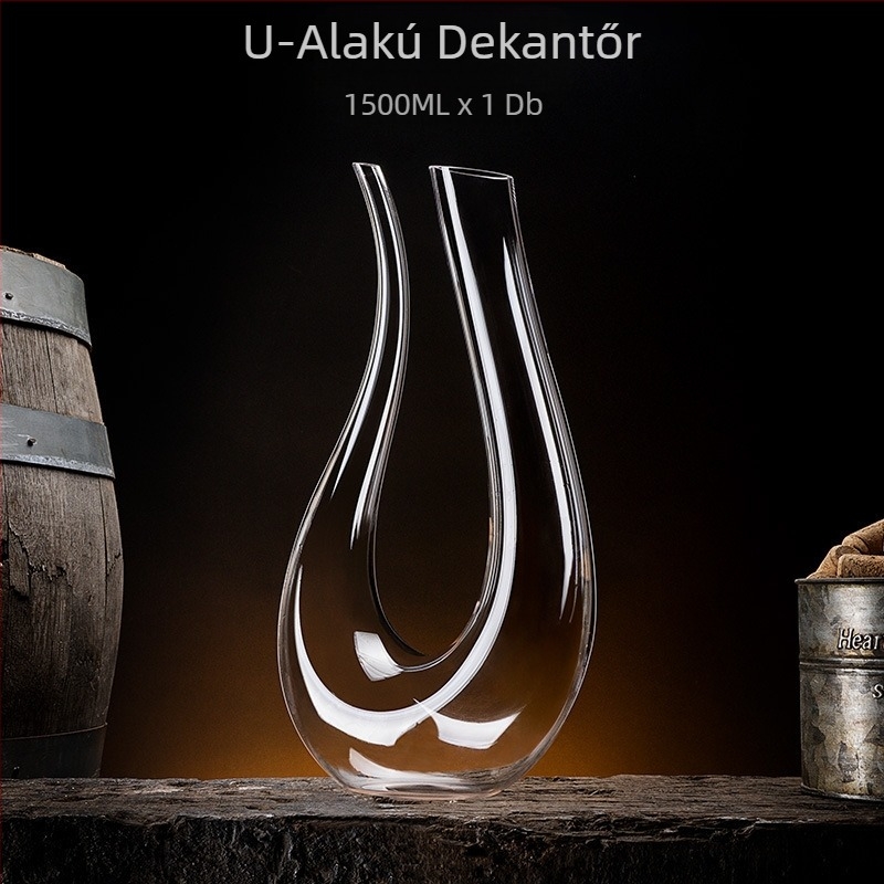 Üvegből készült kristály U- alakú decanter, európai stílus, egyszerű design, kapacitás 1000 ml+