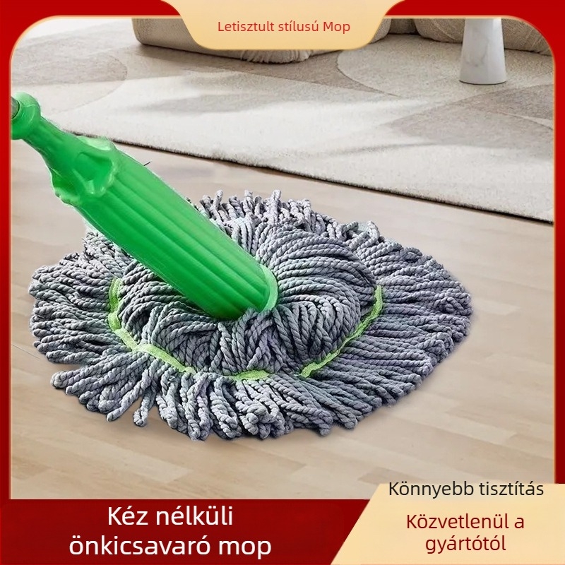 Forgófejes mop mikroszálas fejjel, önkiszorító forgó mechanizmus, 1,3 m teleszkópos rozsdamentes acél nyél, teherbírás több mint 10 kg