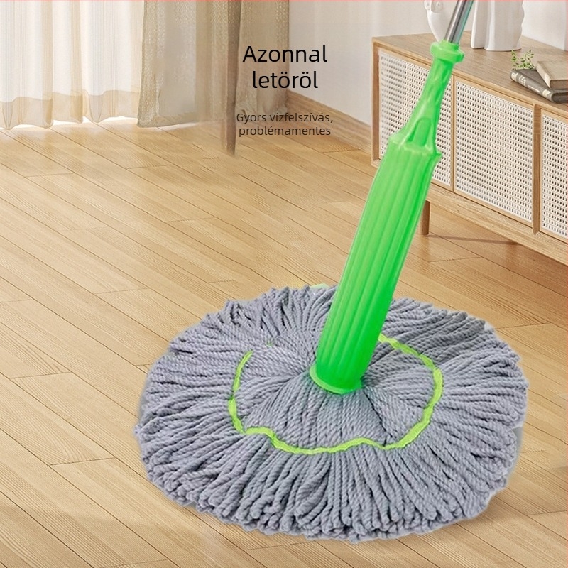 Forgófejes mop mikroszálas fejjel, önkiszorító forgó mechanizmus, 1,3 m teleszkópos rozsdamentes acél nyél, teherbírás több mint 10 kg