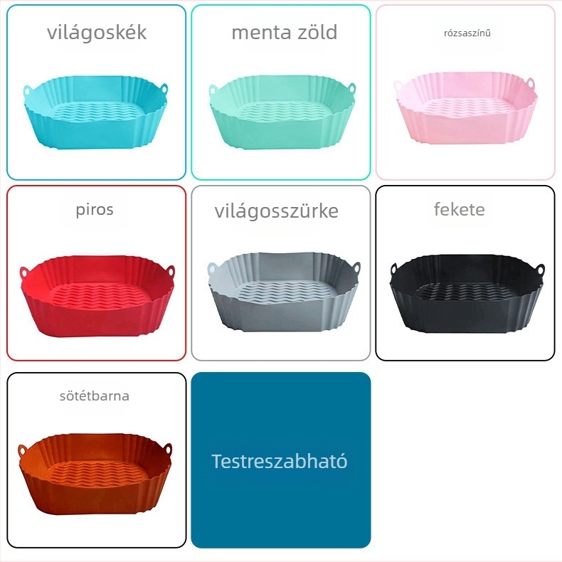 Silikon sütőtál levegős sütőhöz – élelmiszer-minőségű szilikon, nagy hőállóság, modern letisztult stílus, Thorough Márka