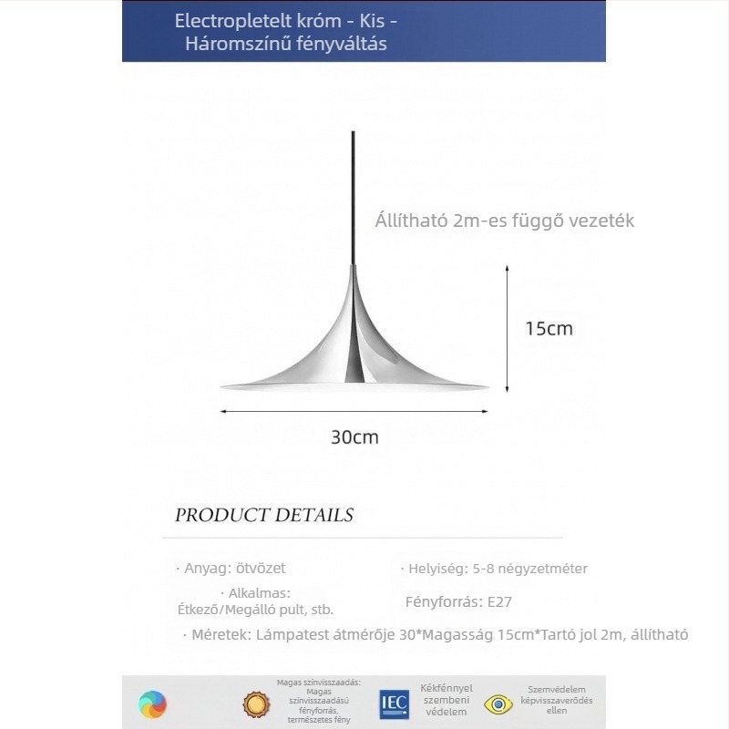 Kovácsoltvas csillár LED-del, 1 fényforrás, 220V, étteremhez
