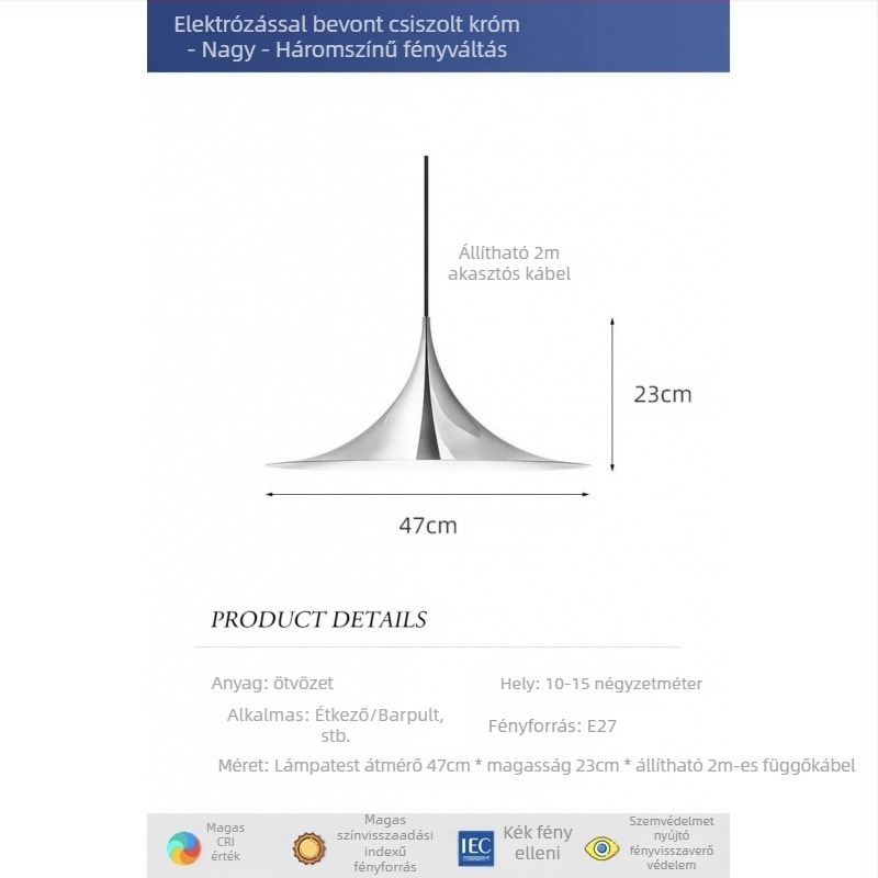 Kovácsoltvas csillár LED-del, 1 fényforrás, 220V, étteremhez