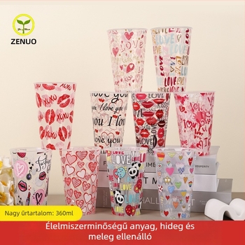 PP anyagú ünnepi vacsora pohár, hengeres alakú, 360 ml kapacitás, fesztivál mintázat, Zeno márka