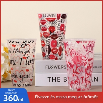 PP anyagú ünnepi vacsora pohár, hengeres alakú, 360 ml kapacitás, fesztivál mintázat, Zeno márka