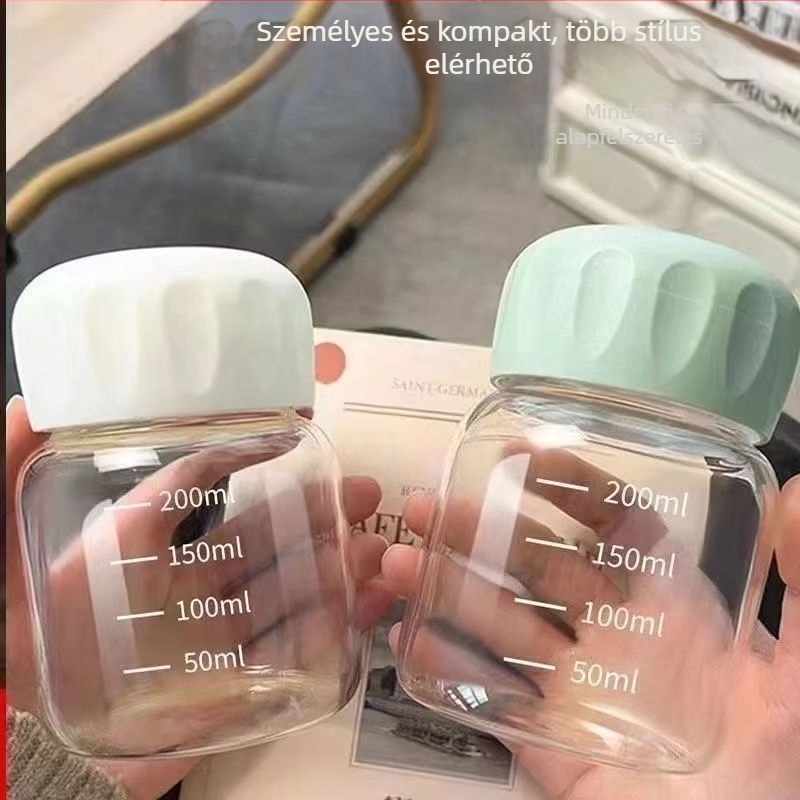 Soda-lime üvegből készült víz pohár fedéllel, magas hőmérsékletnek ellenálló, tömítő és szivárgásmentes, égésálló, egyrétegű, kör alakú