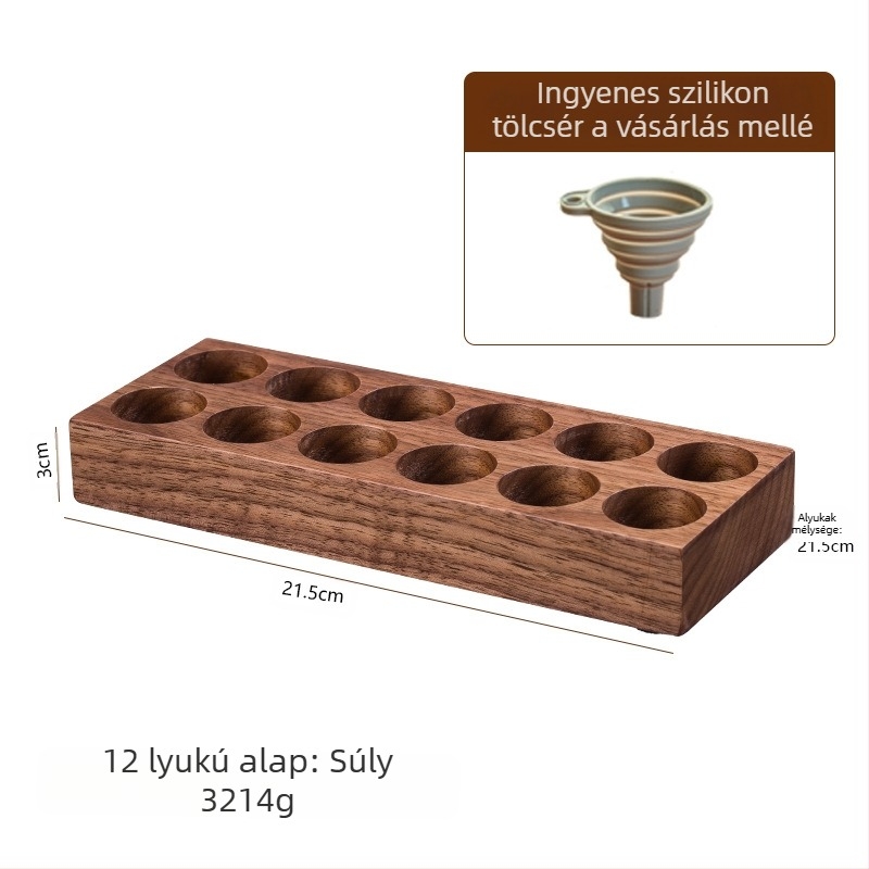 Kávébab-kiállító állvány diófaboroszilikát üvegekkel – zárt aromatároló