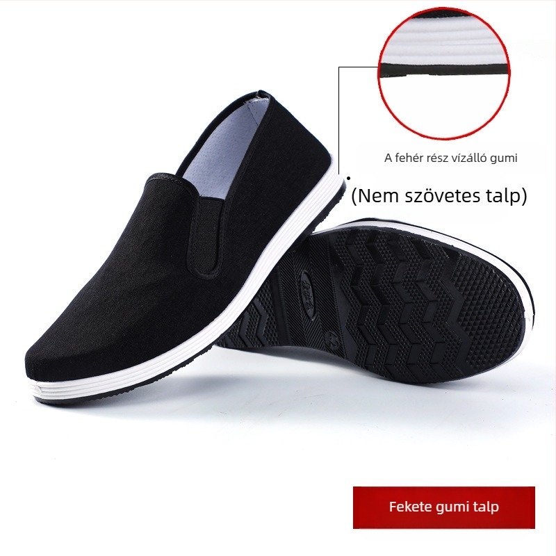 Uniszex munkacipő, légáteresztő, kerek orr, vászon felsőrész, gumi talp