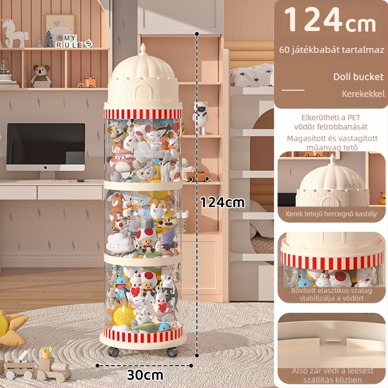 Baba tároló kanna, műanyag játékok rendező doboz többszintű kialakítással (1-4 szint), nappali tároláshoz, kreatív stílus