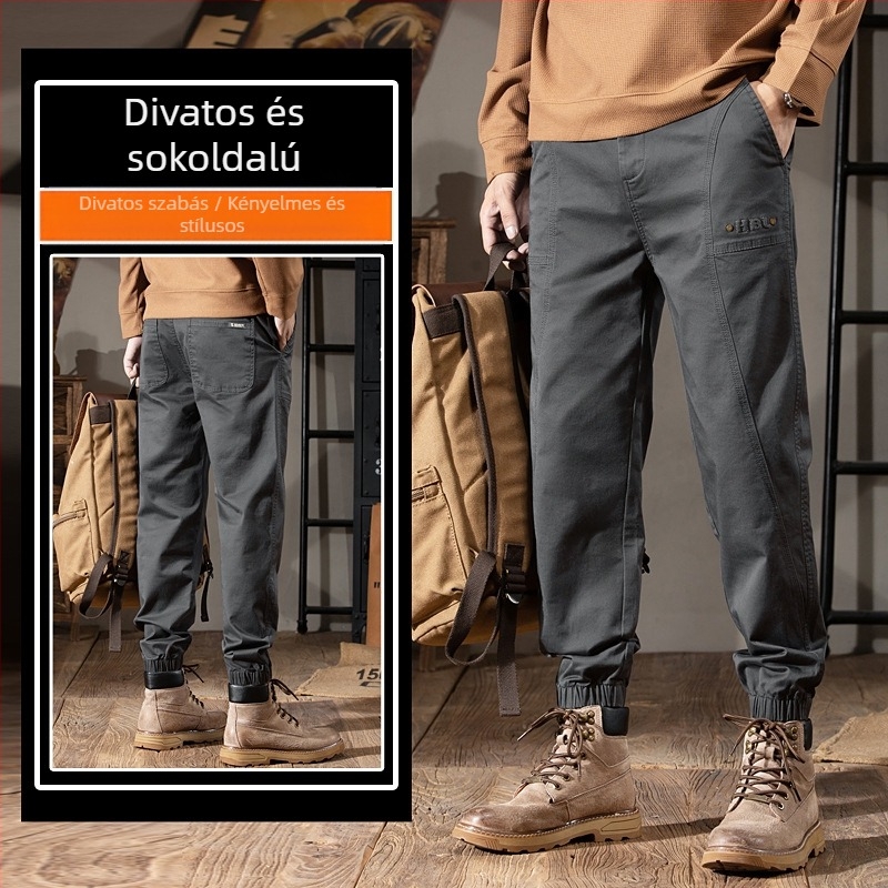 SUPM Őszi–téli férfi casual nadrág, slim‑fit, magas derék, lazán szűkülő szabás, kiváló minőségű amerikai retró stílus