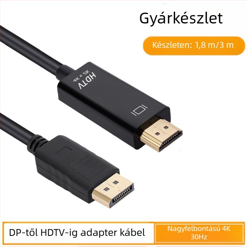 DP-HDMI adapter kábel, DP interfész, 4K30Hz támogatás