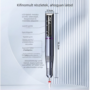 Hordozható körömcsiszoló toll – hosszú élettartamú manikűr eszköz, DF115, Duofu, Shenzhen eredetű, hazai márka, nem importált