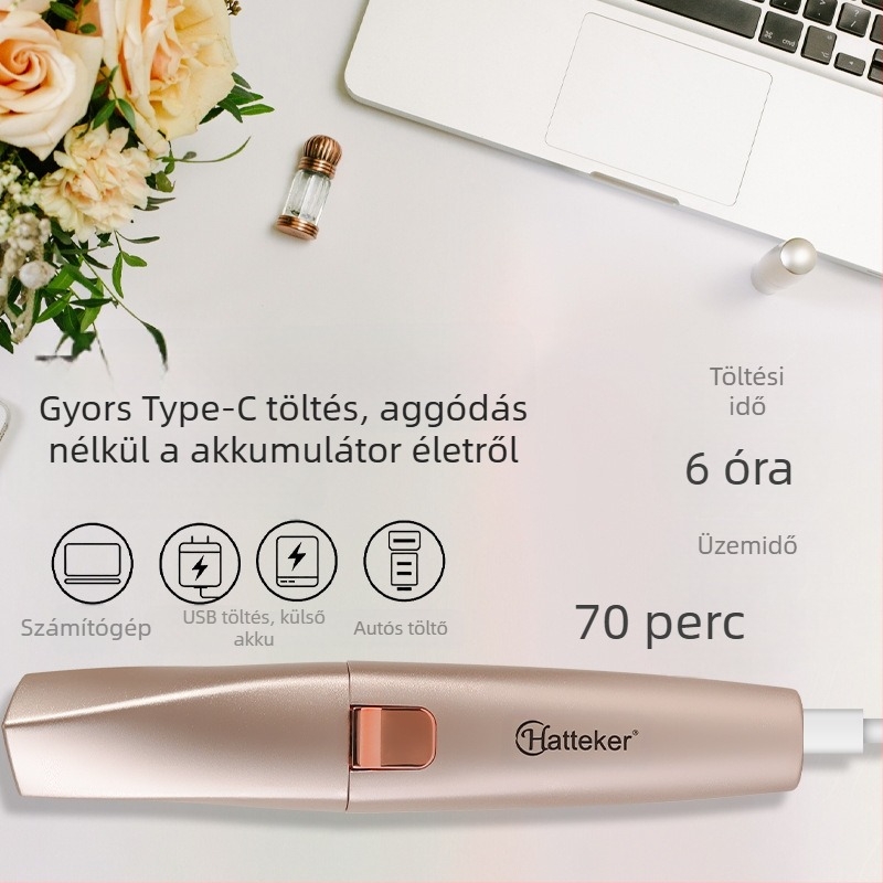 HT-586 2–in–1 elektromos szemöldök- és testszőr-eltávolító, USB tápegység, ABS ház, 120 g