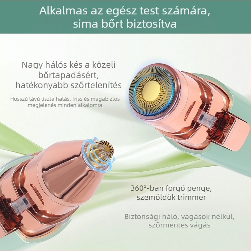 HT-586 2–in–1 elektromos szemöldök- és testszőr-eltávolító, USB tápegység, ABS ház, 120 g