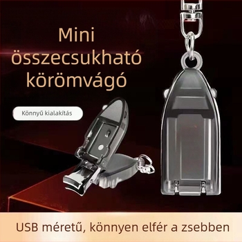 Mini összecsukható körömvágó, magas minőségű rozsdamentes acélból, hordozható otthoni használatra.