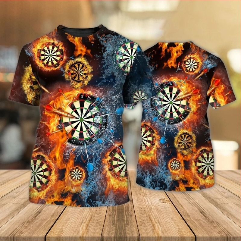 Férfi 3D nyomtatott mintás póló, poliészter keverék, digitális nyomtatás, kerek nyakú, rövid ujjú