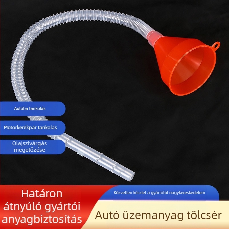 Hosszúcsöves olajtöltő tölcsér autókhoz és motorkerékpárokhoz – PP+PE, Zhongkai