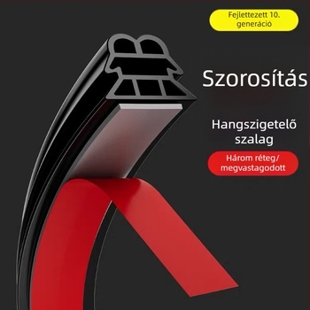 Autóajtó tömítő szalag – piramis típusú, 3‑rétegű gumitömítés, hangszigetelés, por- és vízállóság.
