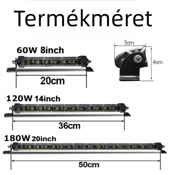 6D lencsés LED szalagfény járművekhez | egysoros, ultra vékony, 180W, 12-24V, 18000LM, 6500K
