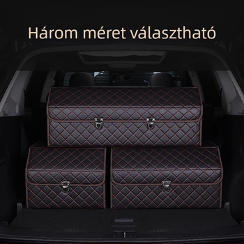 Bőr összecsukható autó csomagtartó tároló doboz, vízálló, fogantyúval