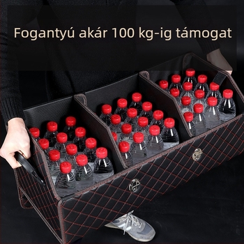 Bőr összecsukható autó csomagtartó tároló doboz, vízálló, fogantyúval
