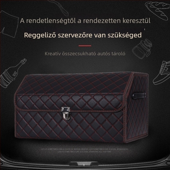 Bőr összecsukható autó csomagtartó tároló doboz, vízálló, fogantyúval