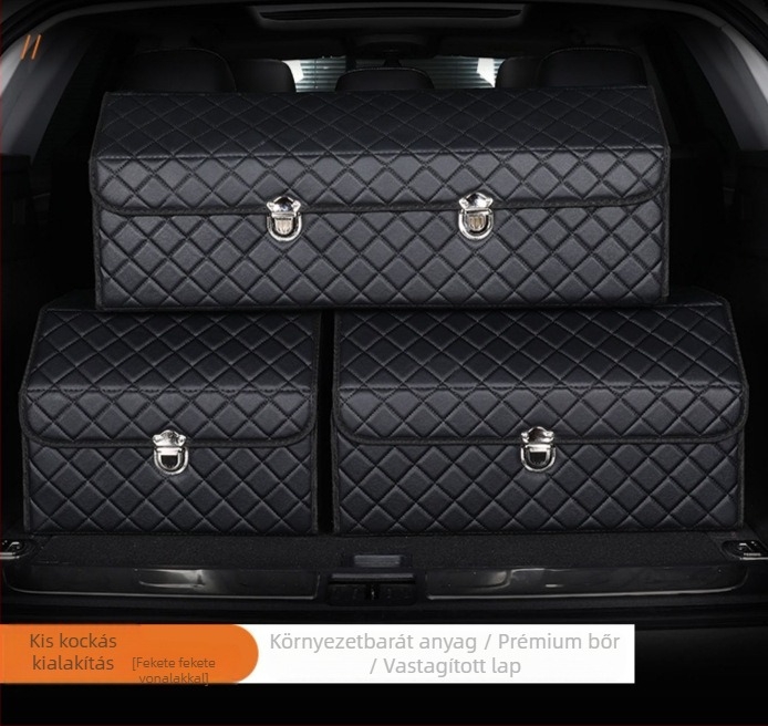 Bőr összecsukható autó csomagtartó tároló doboz, vízálló, fogantyúval